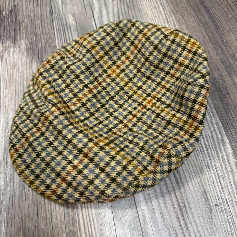 Christys London Wool Flat Cap Houndstooth Check Ivy Driver Hat Newsboy Medium